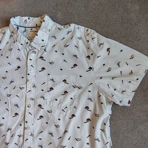 Sushi Theme Polo Button Up Mens 2X Takeout Chopsticks Casual Cotton Fun Funky